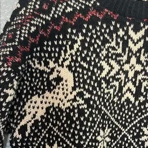 Men's Vintage Wool Black And White WinterCrewneck Sweater Size Large