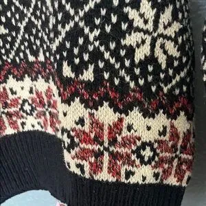 Men's Vintage Wool Black And White WinterCrewneck Sweater Size Large