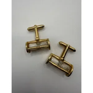 Men's Wemco Gold Tone Hourglass Cufflinks One Size White Sand