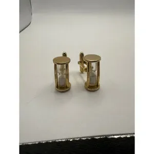 Men's Wemco Gold Tone Hourglass Cufflinks One Size White Sand
