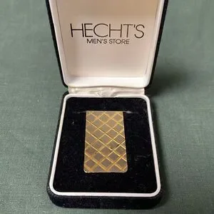 Men Vintage Gold Plated Diamond Pattern Money Clip