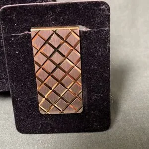 Men Vintage Gold Plated Diamond Pattern Money Clip