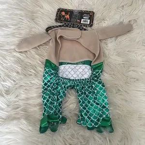 Mermaid Merman Dog Cat Pet Costume Halloween Costume Outfit Clothes Velcro Sz M