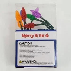 Merry Brite 10ct LED Lights Cone Shape Faceted Multi Clr Battery Operated Timer