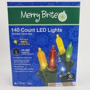 Merry Brite 140 ct LED Lights Multi Color Bulb Christmas Patio Kids Room Decor