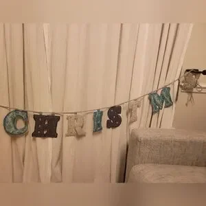 Merry Christmas Fabric Banner Garland Multi Color