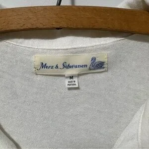 Merz B. Schwanen Organic Cotton And Linen Polo Shirt Size Medium White Off White