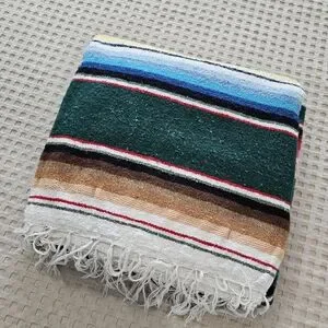 Mexican Wool Serape Blanket Large Size 87x56