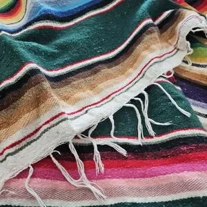 Mexican Wool Serape Blanket Large Size 87x56