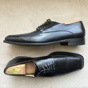 Mezlan Linosa Black Leather Oxford Men’s 12 M Made in Spain Bicycle Toe Dress