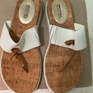 Michael Kors Bo Slides Womens Sz 6 White/brown cor