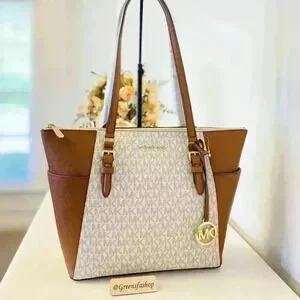 Michael Kors Charlotte Top Zip Tote shoulder bag Vanilla