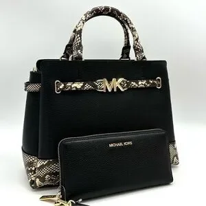 Michael Kors Large Reed Satchel Crossbody Bag & Large Continental Wallet Black