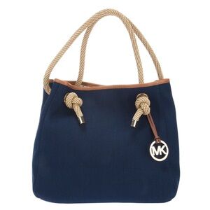 Michael Kors Marina Blue and Tan Tote with Gold Accents & Nautical Flair