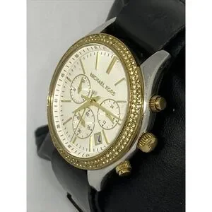 Michael Kors MK6252 Women's Black Leather Analog Dial Quartz Wrist Watch XX333