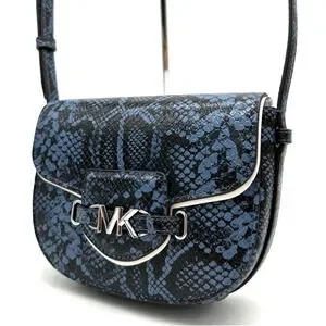 Michael Kors Small Reed Leather Saddle Crossbody Bag Snakeskin Denim