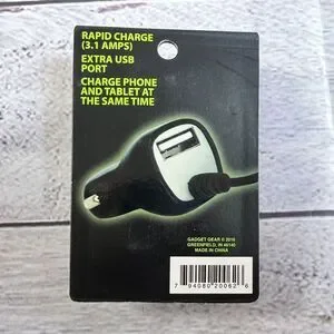 Micro-USB 3.1A Rapid Charging Cord +USB Port Fast Charger 12v Car Outlet Adapter