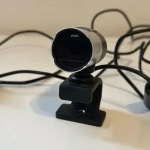 Microsoft Silver And Black Compact Webcam With Adjustable Mount