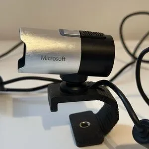 Microsoft Silver And Black Compact Webcam With Adjustable Mount