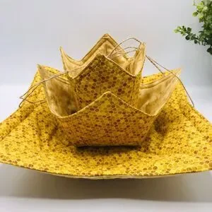 Microwave Bowl Cozy Reversible Honeycomb Print 3 Piece Set Bowl Pint Plate