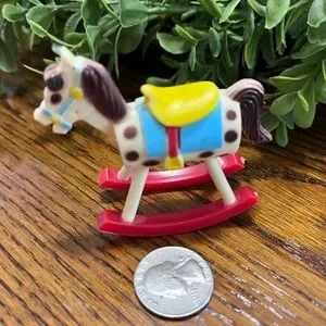 Miniature Dollhouse Rocking Horse Wilton Cake Topper Toy Plastic Figurine HK