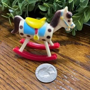 Miniature Dollhouse Rocking Horse Wilton Cake Topper Toy Plastic Figurine HK
