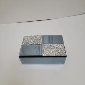 Mirror Jewelry Storage Box With Rhinestones