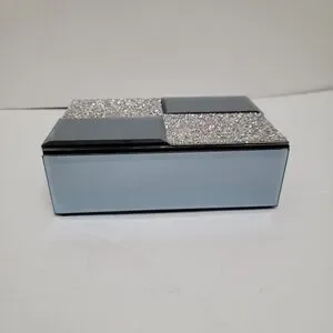 Mirror Jewelry Storage Box With Rhinestones