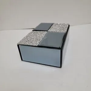 Mirror Jewelry Storage Box With Rhinestones
