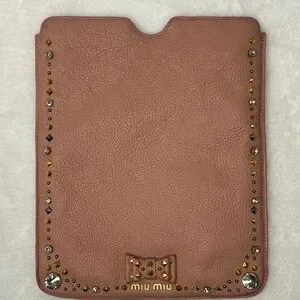 Miu Miu Pink Leather Studded iPad Case