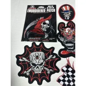 Mixed 8 Patches SKULL SKELETON BONES GRIM REAPER 8 Patch Lot