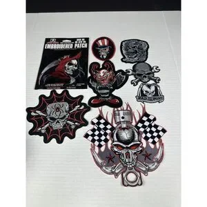 Mixed 8 Patches‎ SKULL SKELETON BONES GRIM REAPER 8 Patch Lot