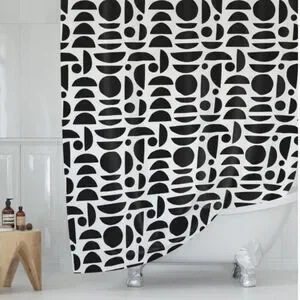 Modern Black and White Geometric Shower Curtain