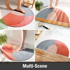 Modern Geometric Area Rug - Half Round Design 17"x28"