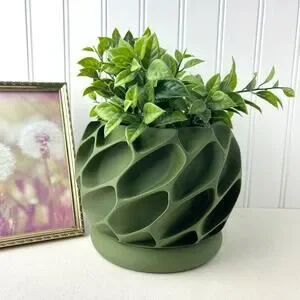 Modern Geometric Indoor Planter Pot Exo Planter Pot Organic Carved Design