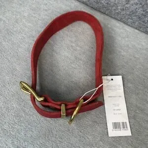 Molly And Stitch Butter Leather Dog Collar Chili Red New XXL