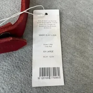 Molly And Stitch Butter Leather Dog Collar Chili Red New XXL