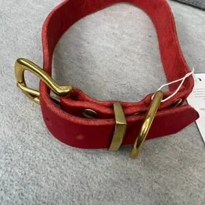 Molly And Stitch Butter Leather Dog Collar Chili Red New XXL