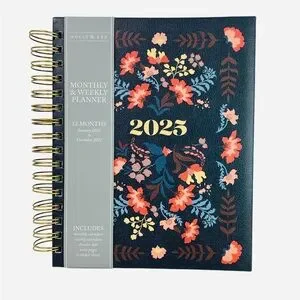 Molly & Rex 2025 Planner Monthly Weekly Blue Floral. Sticker Sheets. Notes