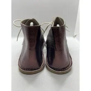 Monkey Feet Metallic Bronze Copper Lace UP Moccasin Leather Boots Womens Size 10