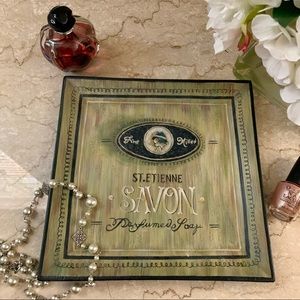 Moss Or Sage Green And Black Decorative Vanity Tray Or Display 9.5 In. Square