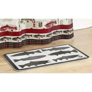 Mossy Oak Ghillie Memory Foam Bath Rug Fish Motif Lake House Vibe Cream Brown