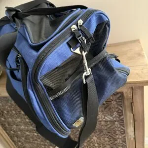Mr. Peanut's 18” Expandable Pet Carrier Airline Approved Blue Faux Fur Bedding