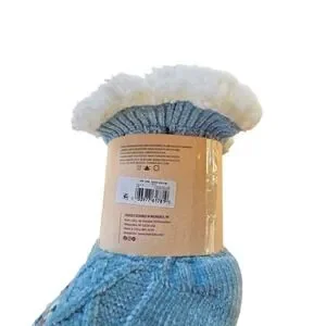 Muk Luks Women's Fuzzy Chenille Plush Lined Cabin Socks 2 Pr Light Blue S/Med