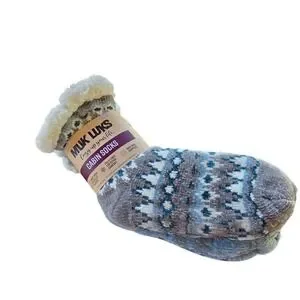 Muk Luks Women's Fuzzy Chenille Plush Lined Cabin Socks 2 Pr Light Blue S/Med