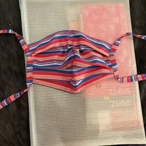 Multi-colored striped cloth face mask