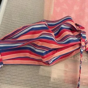 Multi-colored striped cloth face mask