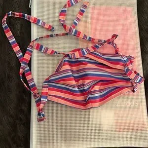 Multi-colored striped cloth face mask