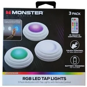 Multicolor LED Tap Lights with Remote Control Set Of 3 New In Box