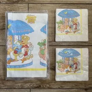 Muppet Babies Paper Tablecloth Table Cloth 52"x96" 32 Napkins CA REED